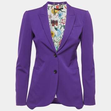 مملوكة مسبقًا Gucci Dark Purple Wool Blend Single Breasted Blazer S