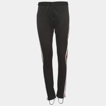 Pre Owned Gucci Black Jersey Web Trim Detail Stirrup Skinny Trousers XL