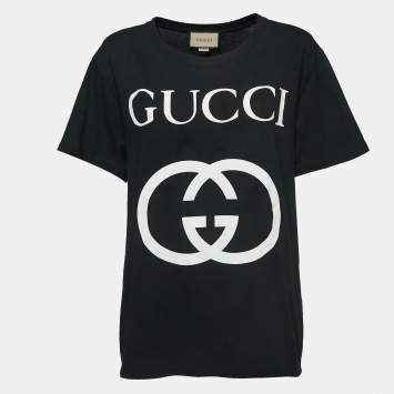 Gucci Black Interlocking G Print Cotton Oversized T-Shirt S