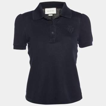 مملوكة مسبقًا Gucci Black Cotton Pique Cropped Polo T-Shirt S