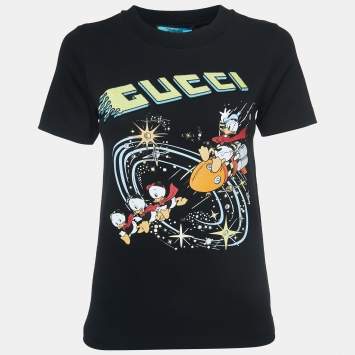 مملوكة مسبقًا Gucci X Disney Black Donald Duck Rocket Print Short Sleeve T-Shirt XXS