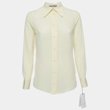 Pre Owned Gucci Cream Silk Button-Up Shirt XS