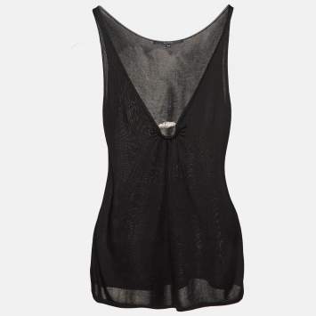 Pre Owned Gucci Black Knit Ring-Front Detail Top XS