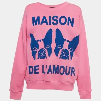 Pre Owned Gucci Pink Dogs Print Cotton Sweatshirt XS
