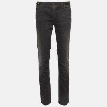 Pre Owned Gucci Black Washed Denim Legging Jeans S/Waist 31"