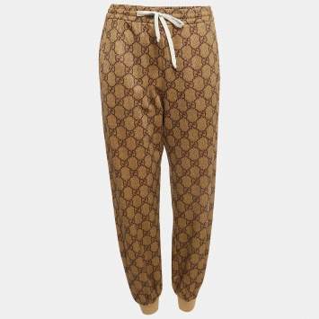 Pre Owned Gucci Brown GG Monogram Technical Jersey Track Pants M