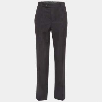 Pre Owned Gucci Black Pinstripe Wool Formal Trousers M