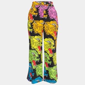 Pre Owned Gucci Multicolor Leopard Print Stretch Crepe Culottes S