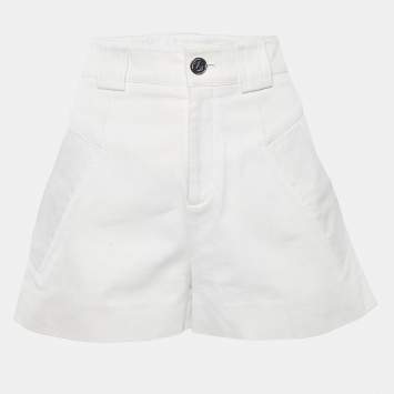 Pre Owned Gucci Ecru Cotton & Silk Shorts M