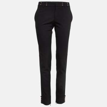 Pre Owned Gucci Black Studded Jersey Trousers M