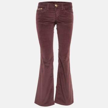 Pre Owned Gucci Burgundy Corduroy Straight Leg Pants S