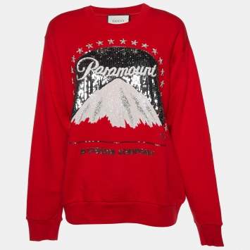 Pre Owned Gucci Red Cotton Paramount Pictures® Edition Sequin Sweatshirt S