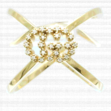 Gucci 18K Yellow Gold GG Running Diamond Band Ring