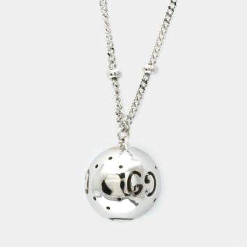 Gucci 18K White Gold Icon Ball Pendant Necklace