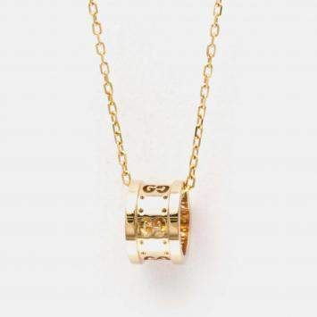 Pre Owned Gucci Icon Toile Necklace Pink Gold 18K Pendant Necklace Pink Gold