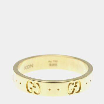 Pre Owned Gucci Icon 18K Yellow Gold Fashion Band Ring EU 55