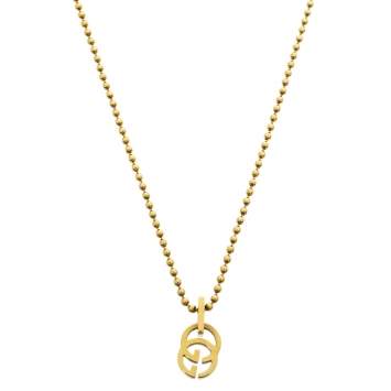 Pre Owned Gucci GG 18K Yellow Gold Beaded Chain Pendant Necklace