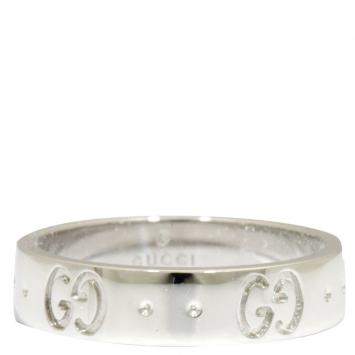 Pre Owned Gucci Icon 18K White Gold Ring Band Size 47