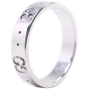 Pre Owned Gucci 18K White Gold Icon Ring Size EU 50.5