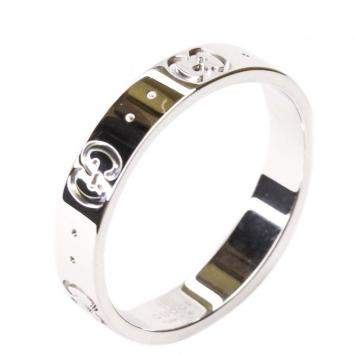 Pre Owned Gucci 18K White Gold Icon Band Ring Size EU 57