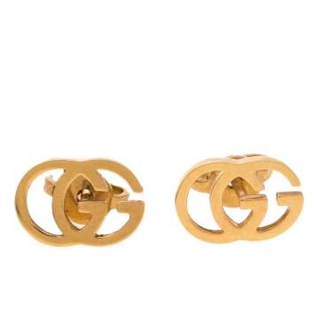 Pre Owned Gucci 18K Yellow Gold GG Tissue Stud Earrings