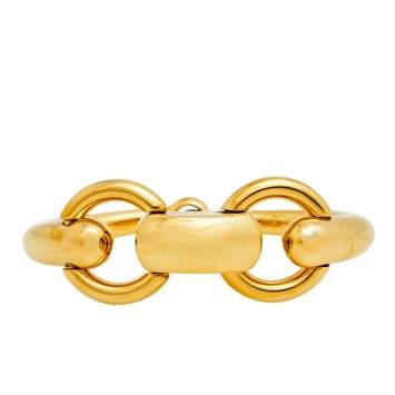 Pre Owned Gucci Gold Tone Metal Cuff Bracelet