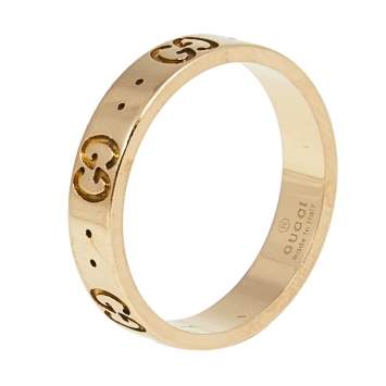 Pre Owned Gucci Icon 18k Rose Gold Band Ring Size 52