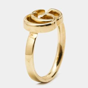 Pre Owned Gucci GG Marmont 18k Yellow Gold Ring Size 51