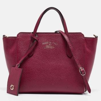 Pre Owned Gucci Red Leather Mini Swing Top Handle Bag