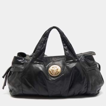 Pre Owned Gucci Black Leather Hysteria Tote