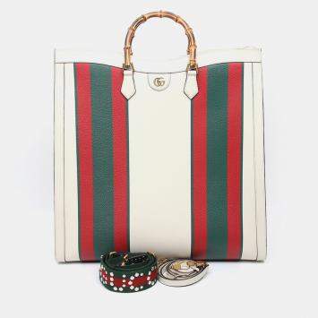 Pre Owned Gucci White Diana Maxi Tote Bag
