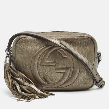 Pre Owned Gucci Light Green Leather Leather Small Soho Disco Crossbody Bag