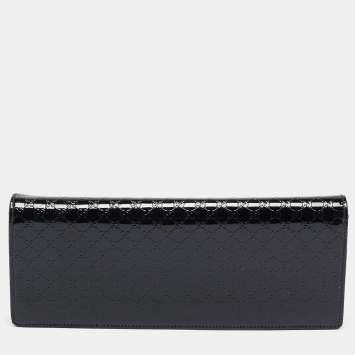 Pre Owned Gucci Black Microguccissima Patent Leather Small Broadway Clutch