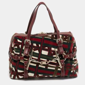 Pre Owned Gucci Multicolor Velvet and Leather Medium 85th Anniversary Boston Bag