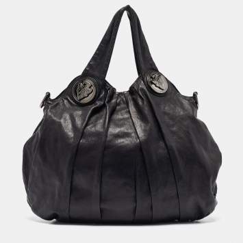 Pre Owned Gucci Black Leather Large Hysteria Hobo