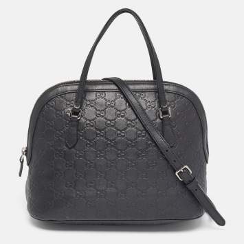 مملوكة مسبقًا Gucci Black Guccissima Leather Dome Bag