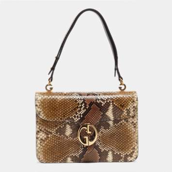 Pre Owned Gucci Multicolor Python Medium 1973 Flap Shoulder Bag