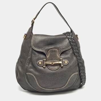 Pre Owned Gucci Grey Leather Large Pelham Hobo
