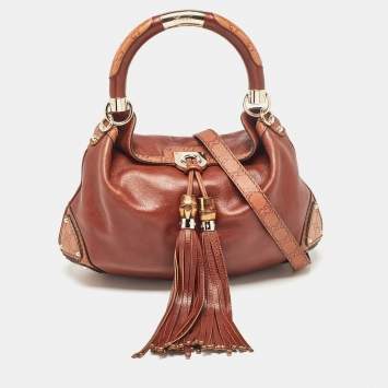 Pre Owned Gucci Brown Leather Medium Indy Hobo