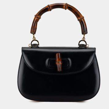 Pre Owned Gucci Black Calfskin Leather Bamboo Night Shoulder Bag