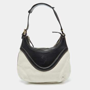 Pre Owned Gucci Beige/Brown Canvas and Leather Hobo