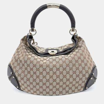 Pre Owned Gucci Bamboo Handle Indy Hobo Bag