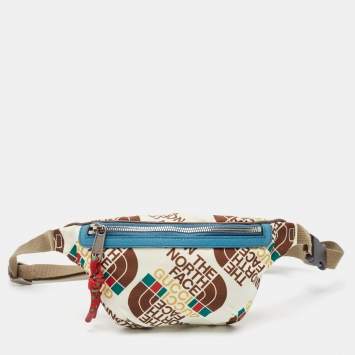 Pre Owned Gucci x The North Face Multicolor Print Nylon and Leather Belt Bag