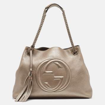Pre Owned Gucci Gold Leather Medium Soho Shoulder Bag