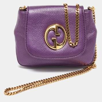 مملوكة مسبقًا Gucci Purple Leather 1973 Crossbody Bag