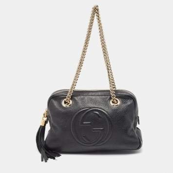 Pre Owned Gucci Black Leather Medium Soho Chain Shoulder Bag