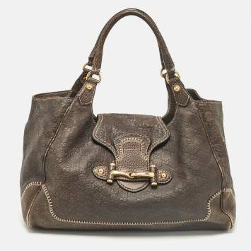 مملوكة مسبقًا Gucci Dark Brown Guccissima Leather New Pelham Large Shoulder Bag