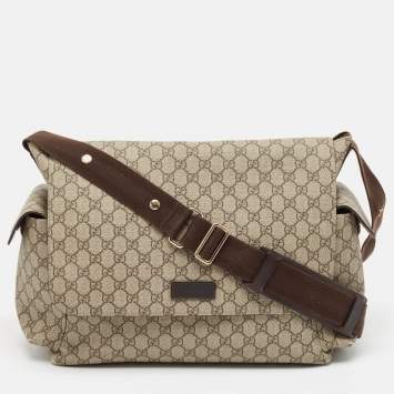 Pre Owned Gucci Beige GG Supreme Canvas Medium Baby Changing Bag