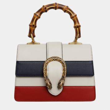 Pre Owned Gucci Tri Color Leather Mini Dionysus Bamboo Top Handle Bag