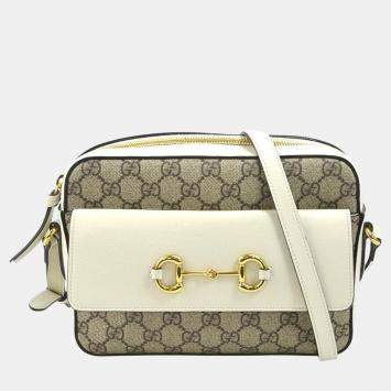 Pre Owned Gucci Beige/White Gold PVC/Leather GG Supreme Shoulder Bag